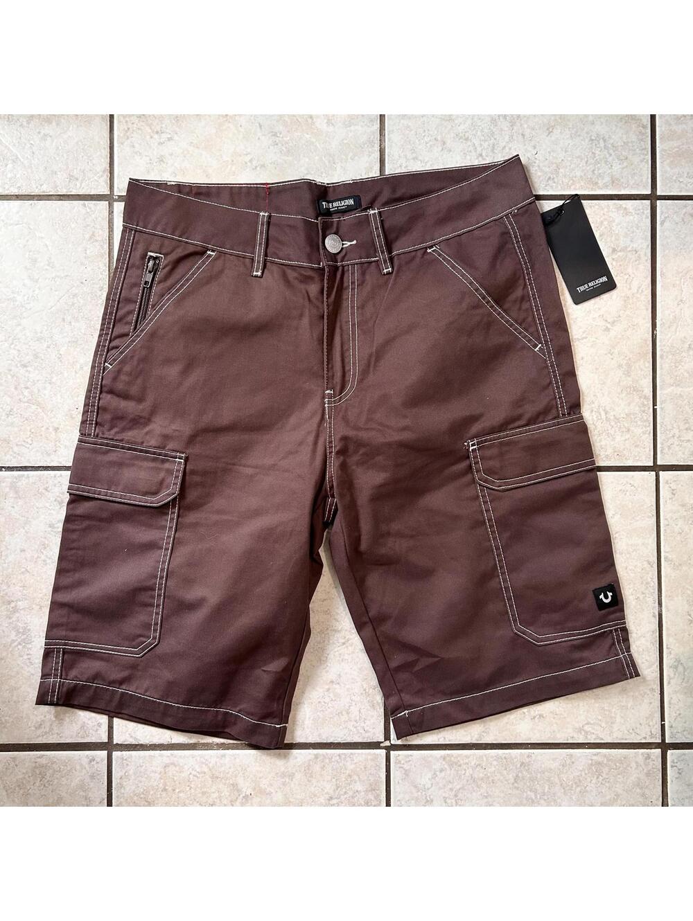 True Religion Brown Utility Cargo Shorts Men's 32